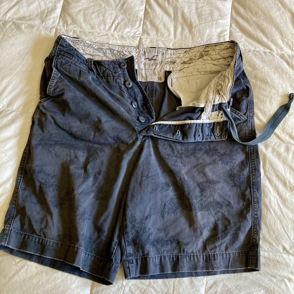 Vtg Y2K Hollister Shorts Mens 36(38) Button Fly Drawstring Cotton Gray Palm Tree - Picture 3 of 14